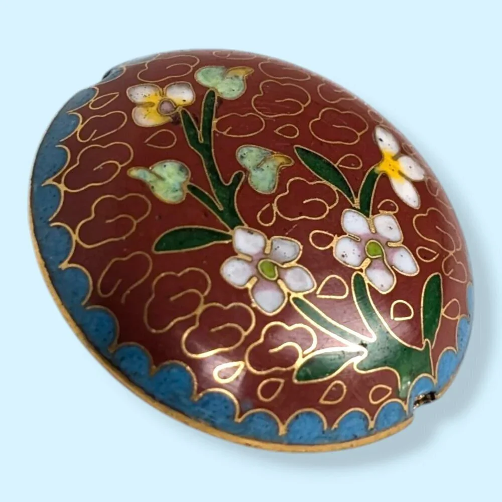 Vintage Cloisonné Colourful Floral Bead - Picture 4 of 7